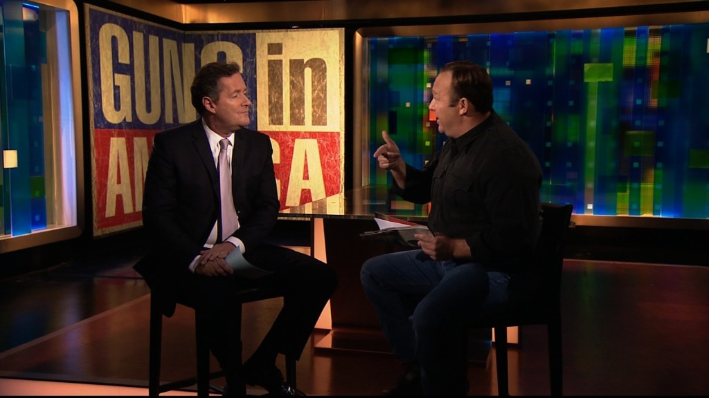 Piers Morgan and  Alex Jones debate gun control in the United States