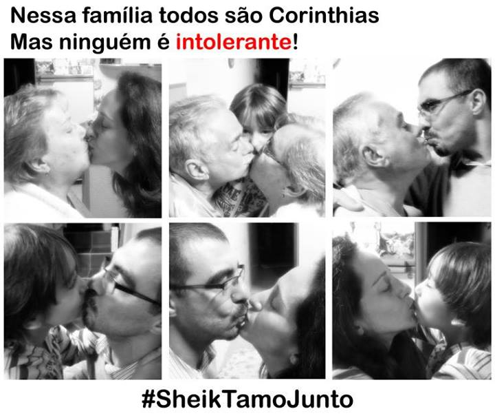 Photos expressing support have circulated on social networks. This one reads “In this family we are all Corinthians fans, but none of us are bigoted!”. Photo: Alex Capuano/Facebook