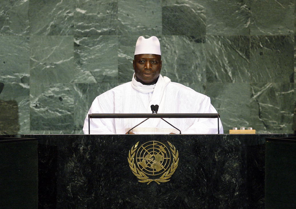 President of the Gambia Yahya Jammeh addresses the United Nations General Assembly on 24 September, 2013. During his speech, he condemned homosexuality, calling it one of the “biggest threats to human existence”. UN photo by Erin Siegal. Used under Creative Commons license BY-NC-ND 2.0.