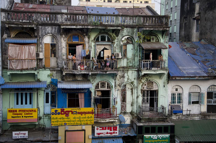 A building in Yangon, 2012. Image Credit: Geoffrey Hiller.