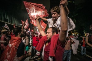 Rousseff's supporters celebrate her victory on Sunday night at Avenida Paulista, in São Paulo. Image Source: Flickr user Ninja Mídia. CC BY 2.0