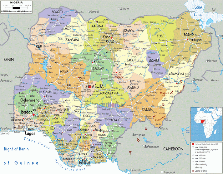 Political map of Nigeria