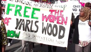 Maimuna protesting with Movement For Justice for the shut down of Yarl's Wood Detention Immigration Removal Centre. Photo credit: Movement for Justice