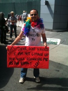 LGBT MENA group contingent getting ready to march in SF Pride Parade 2012. [Credit: LGBT ARAB FACEBOOK PAGE]